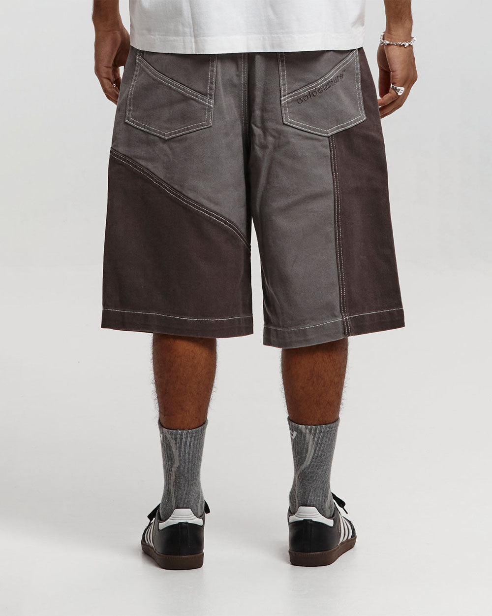 BUTTERFLY V2 SHORTS GREY/BLACK DENIM - COLD CULTURE