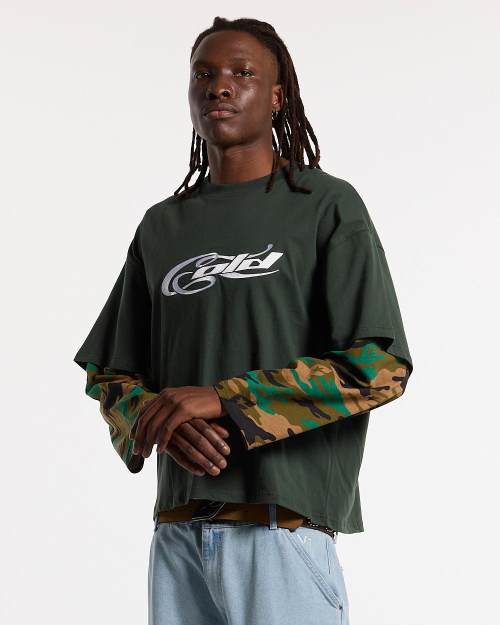 CAMO DOUBLE SLEEVE TEE DEEP FOREST - Cold Culture