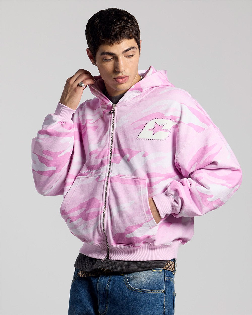 CAMO ZIP HOODIE PINK - Cold Culture