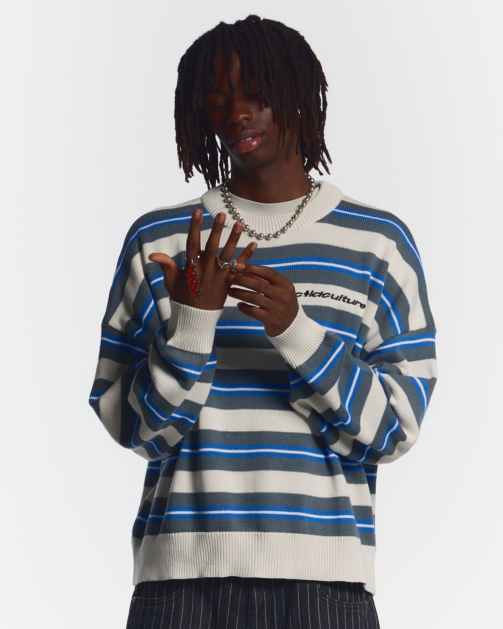 CASINO STRIPES KNIT WHITE MIST - COLD CULTURE