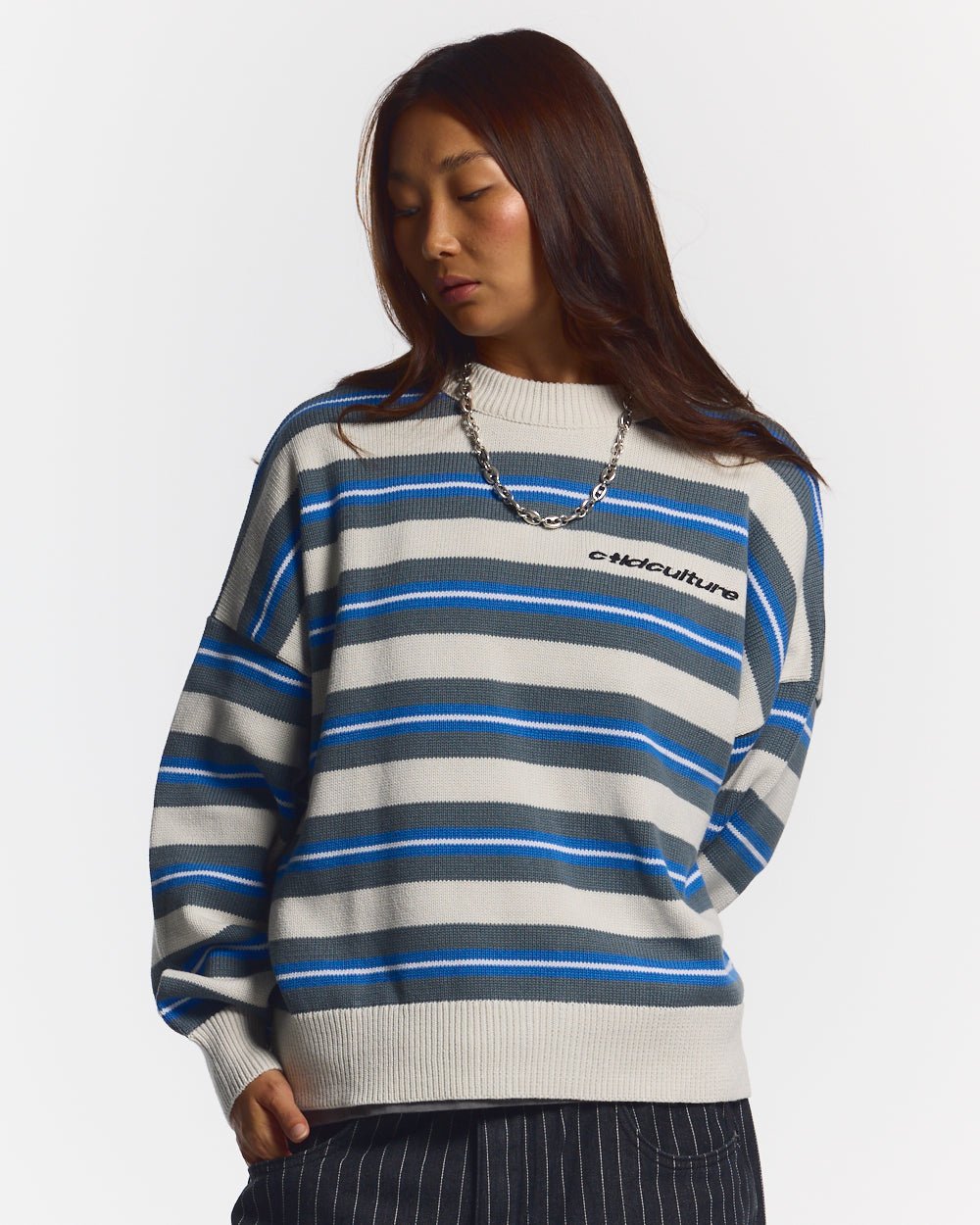 CASINO STRIPES KNIT WHITE MIST - COLD CULTURE