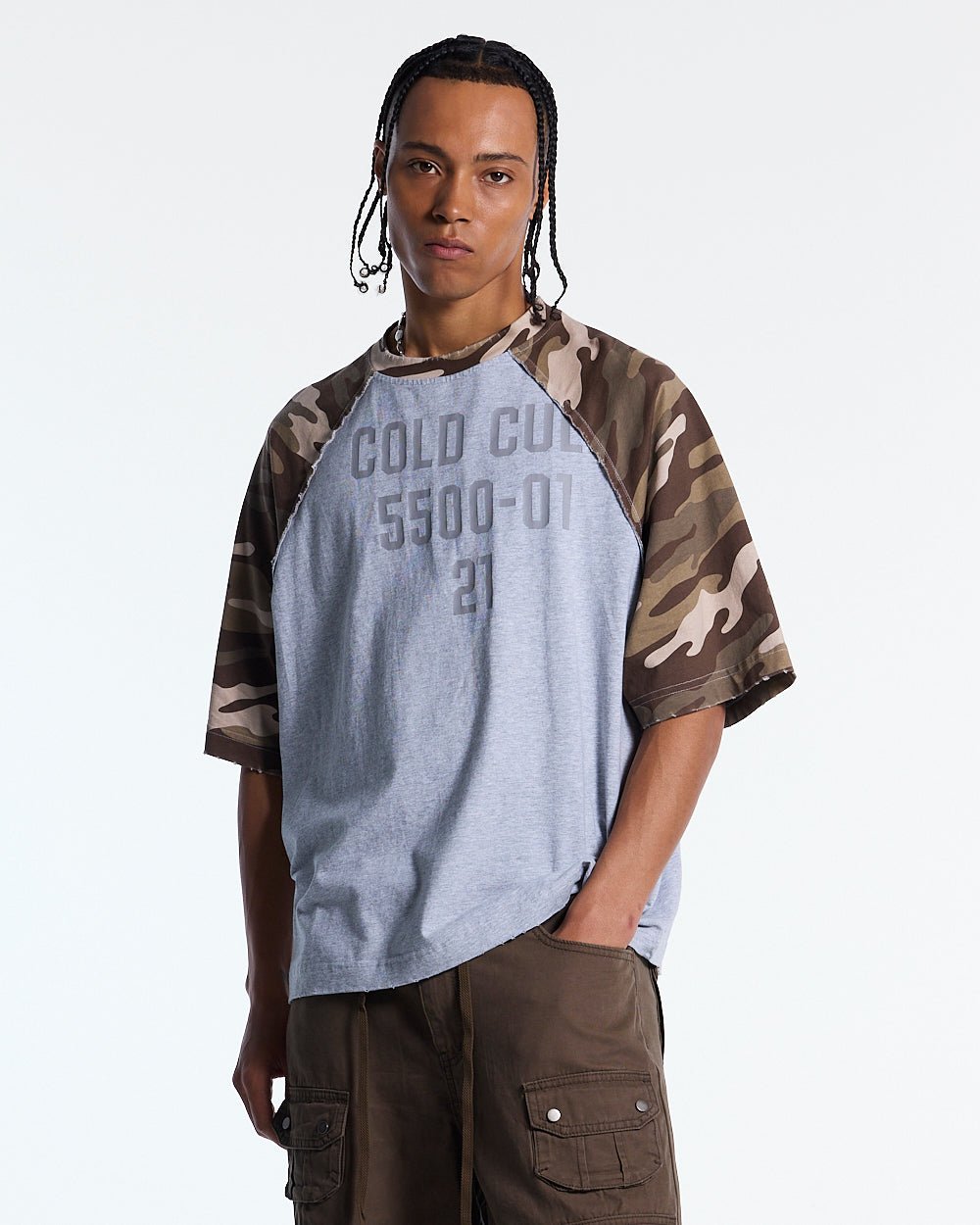 CHAINS CAMO TEE GREY - Cold Culture