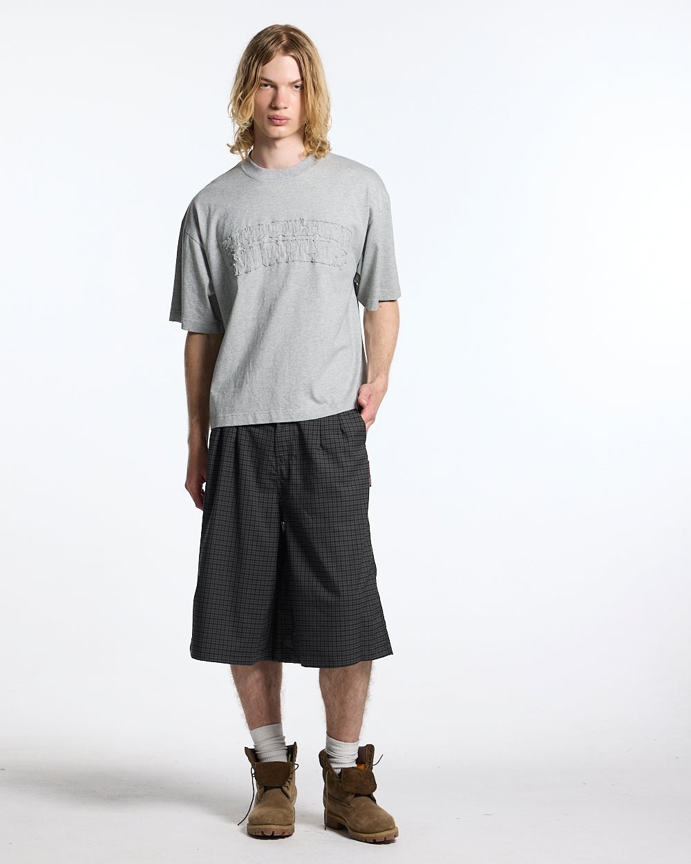 CHECK PARACHUTE JORT DARK GREY - Cold Culture