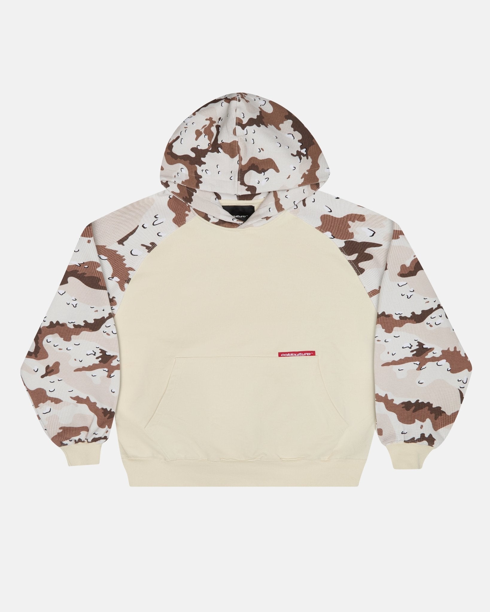 CHIPPED WAFFLE HOODIE BEIGE - Cold Culture