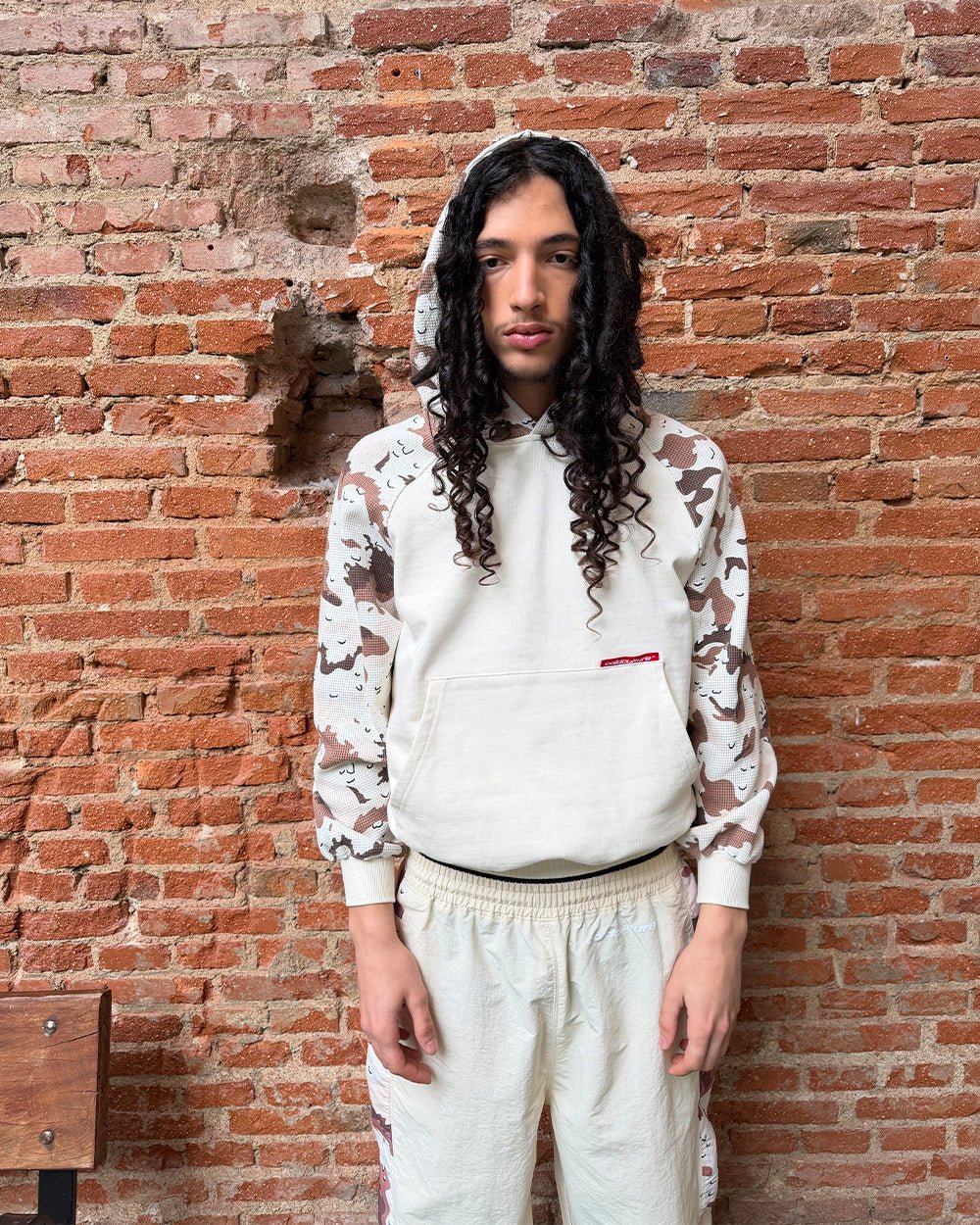 CHIPPED WAFFLE HOODIE BEIGE - Cold Culture