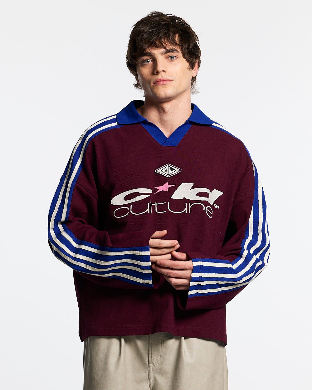 CLASSIC RAW POLO LONGSLEEVE BURGUNDY - Cold Culture