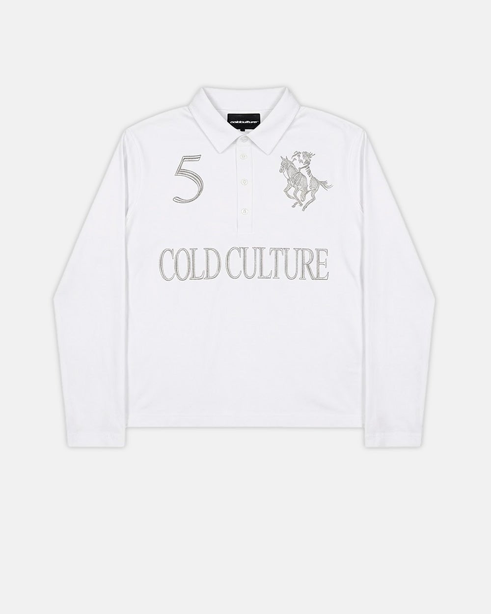 CLUB LONGSLEEVE POLO WHITE - Cold Culture