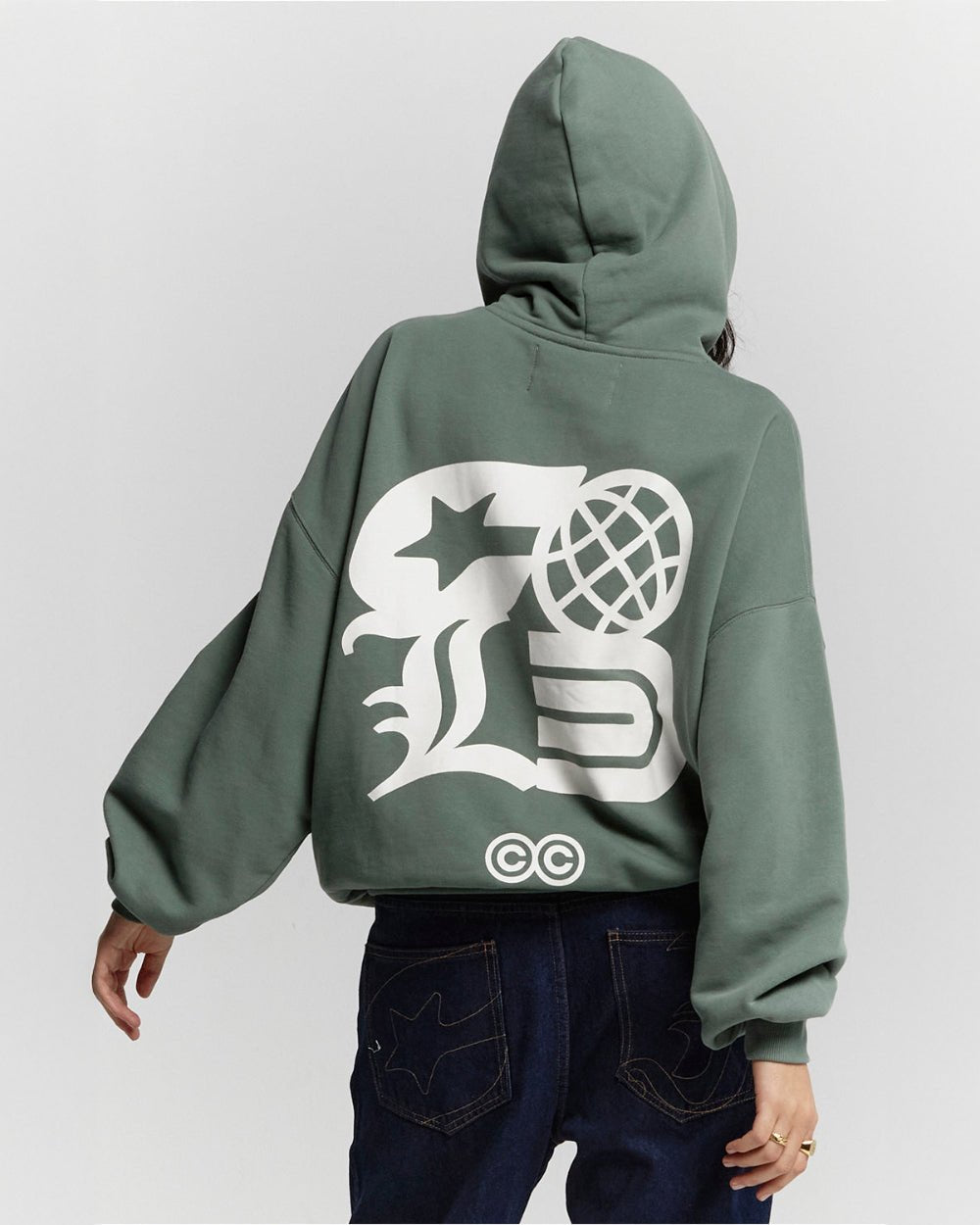 COLD LOGOS HOODIE ASH GREEN - COLD CULTURE