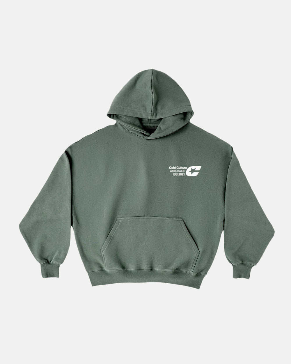 COLD LOGOS HOODIE ASH GREEN - COLD CULTURE