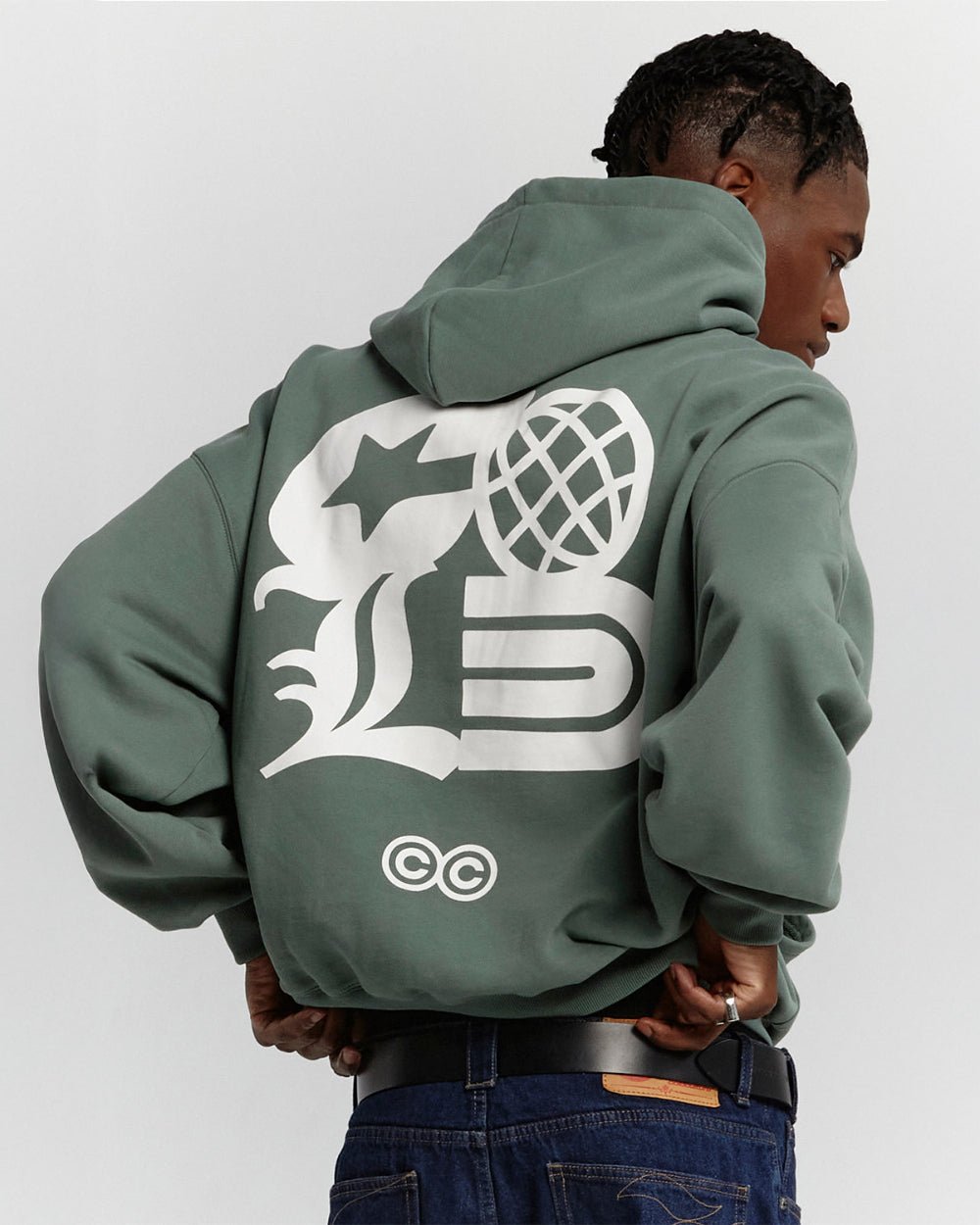 COLD LOGOS HOODIE ASH GREEN - COLD CULTURE