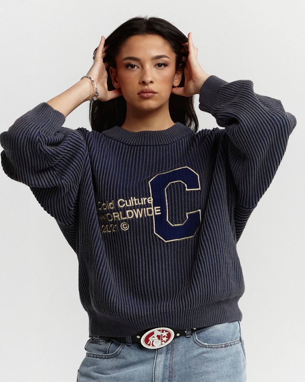 COLD UNIVERSITY KNIT DARK BLUE - COLD CULTURE