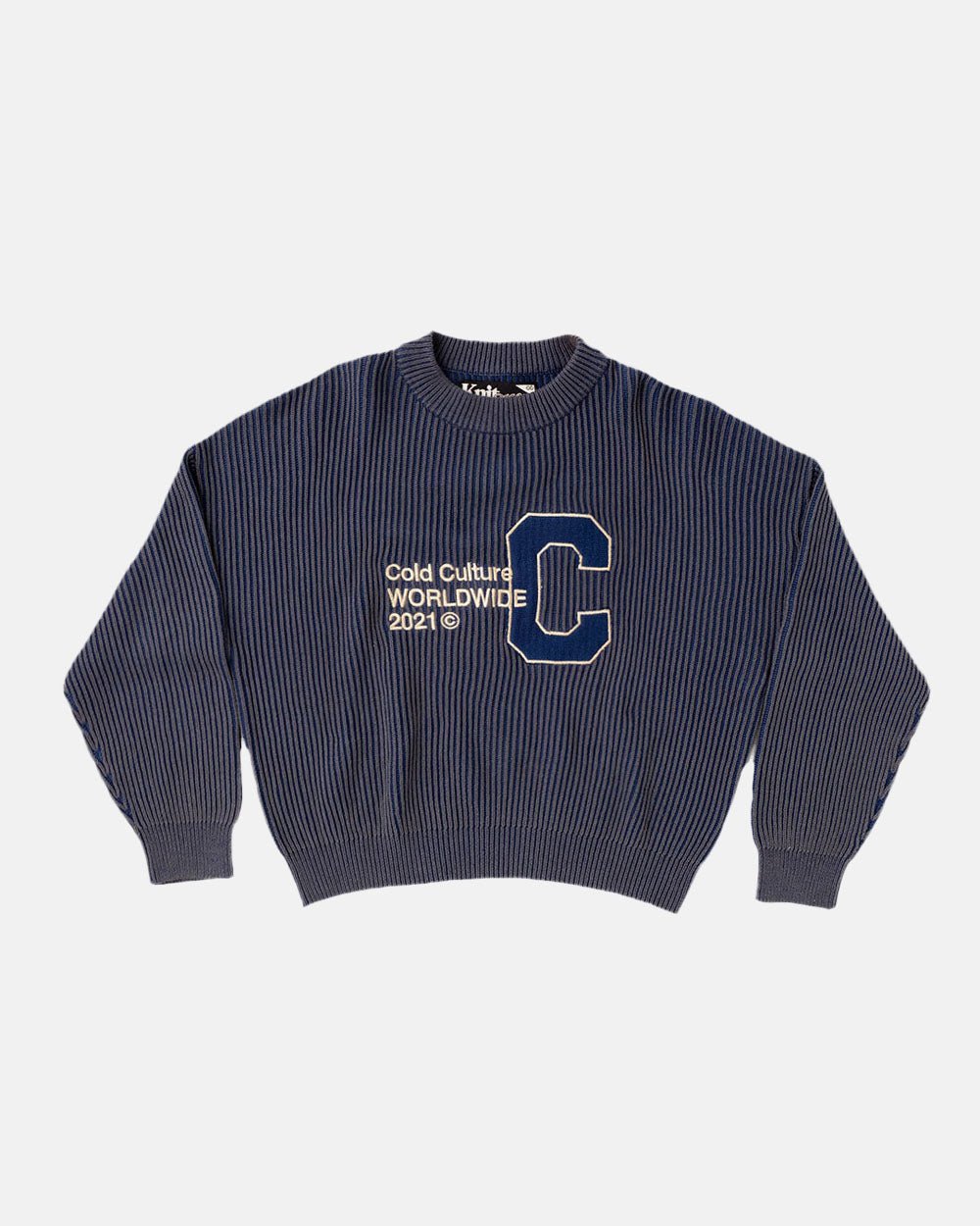 COLD UNIVERSITY KNIT DARK BLUE - COLD CULTURE