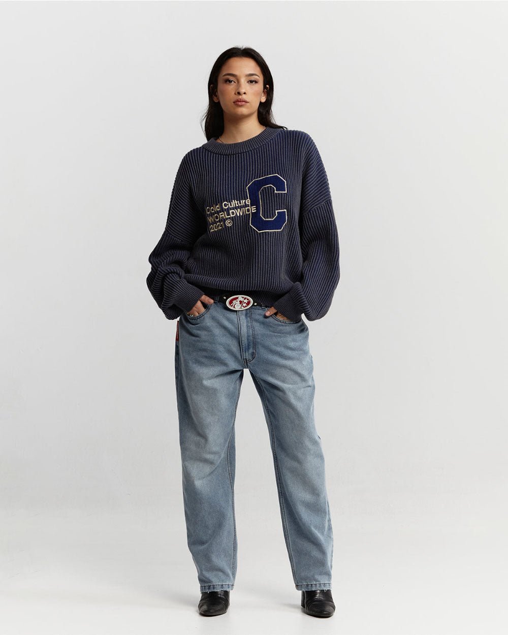 COLD UNIVERSITY KNIT DARK BLUE - COLD CULTURE