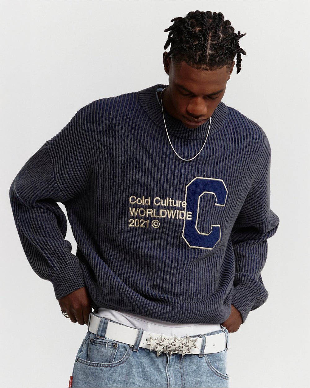 COLD UNIVERSITY KNIT DARK BLUE - COLD CULTURE