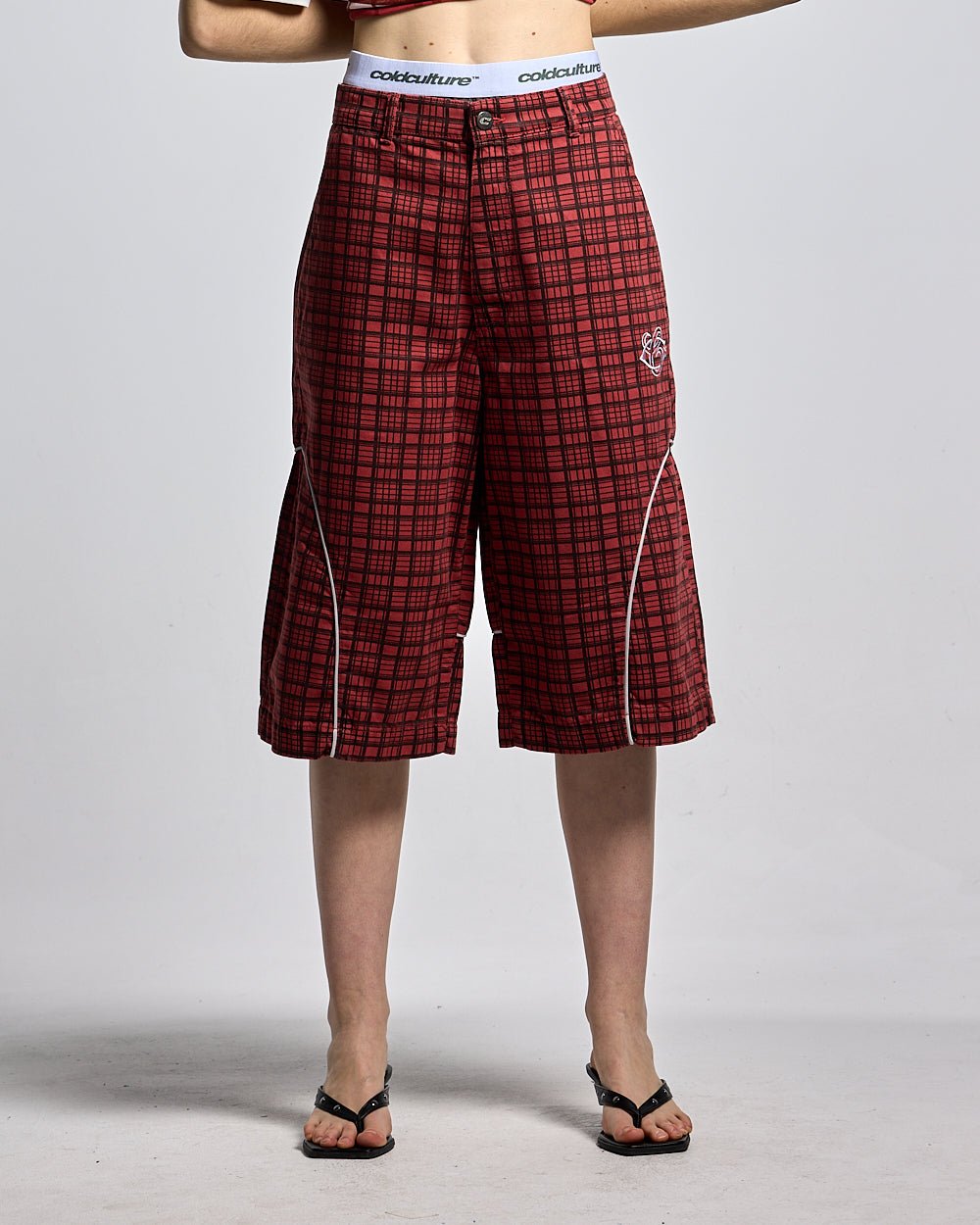 CRIMSON PLAID SUIT JORTS - COLD CULTURE