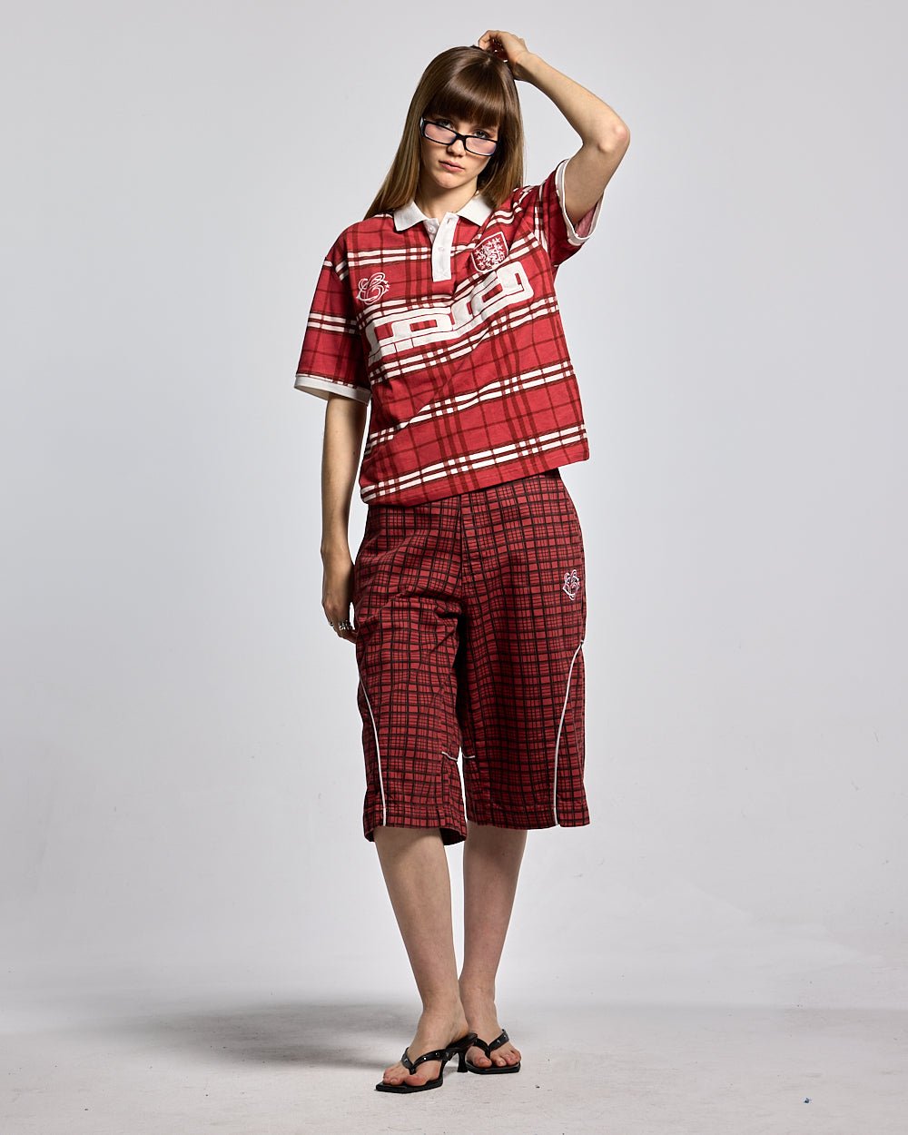 CRIMSON PLAID SUIT JORTS - COLD CULTURE