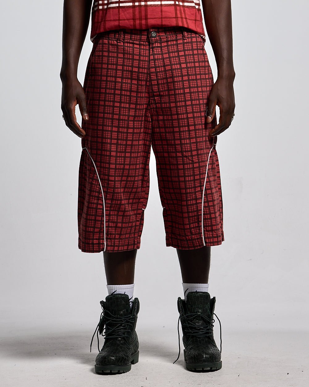 CRIMSON PLAID SUIT JORTS - COLD CULTURE