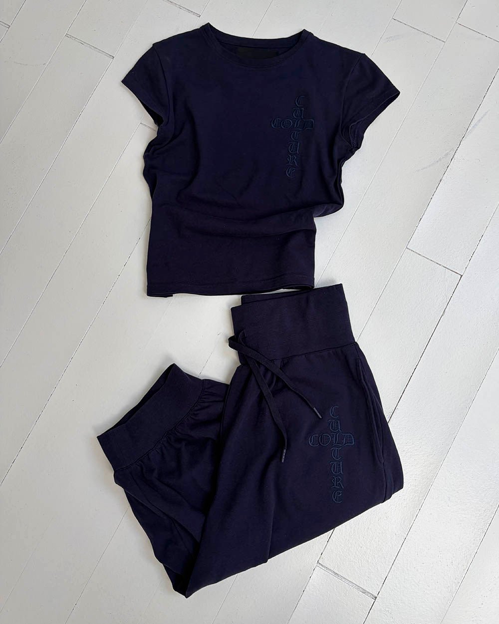 CROSSED BABY TEE WOMAN NAVY - Cold Culture