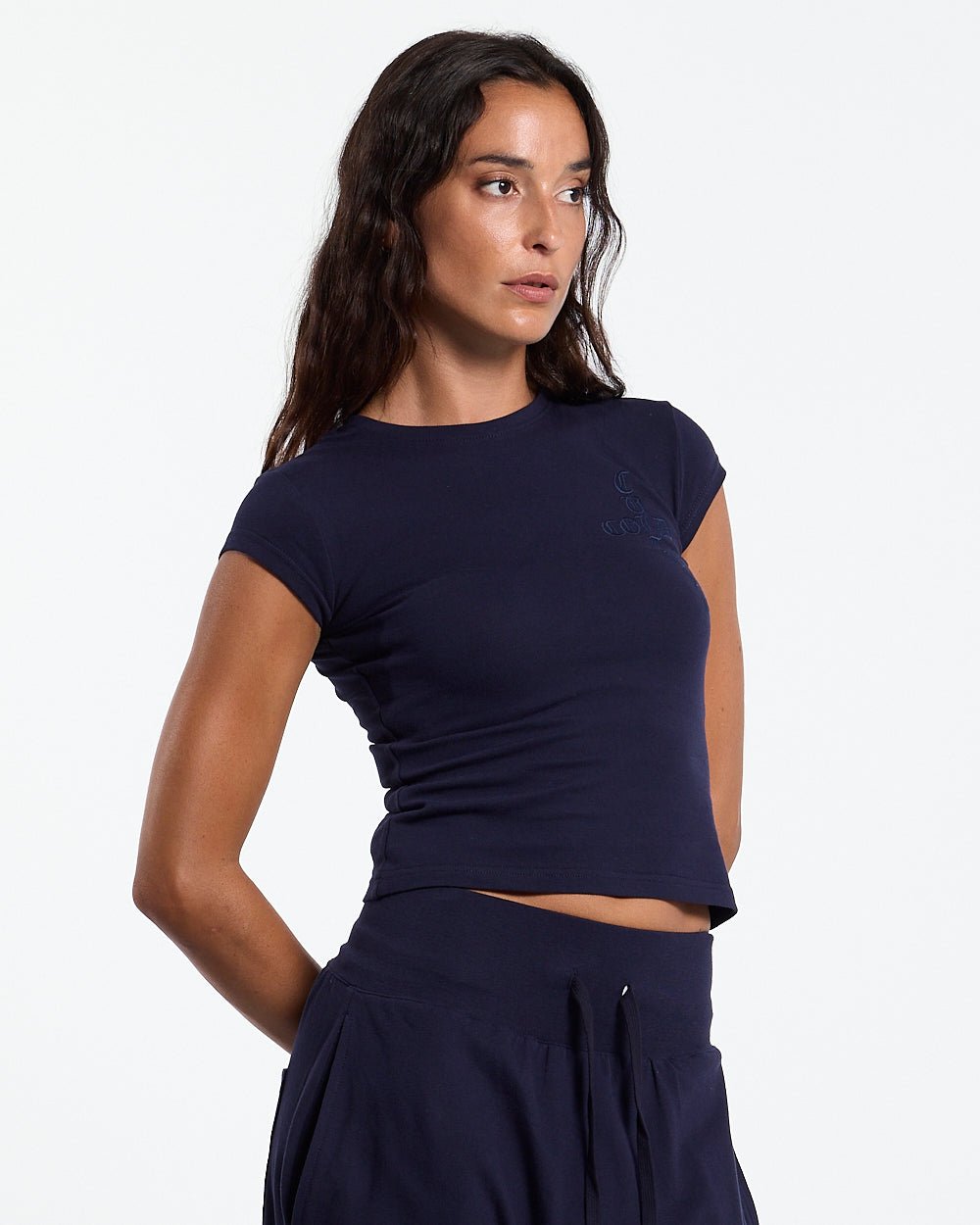 CROSSED BABY TEE WOMAN NAVY - Cold Culture
