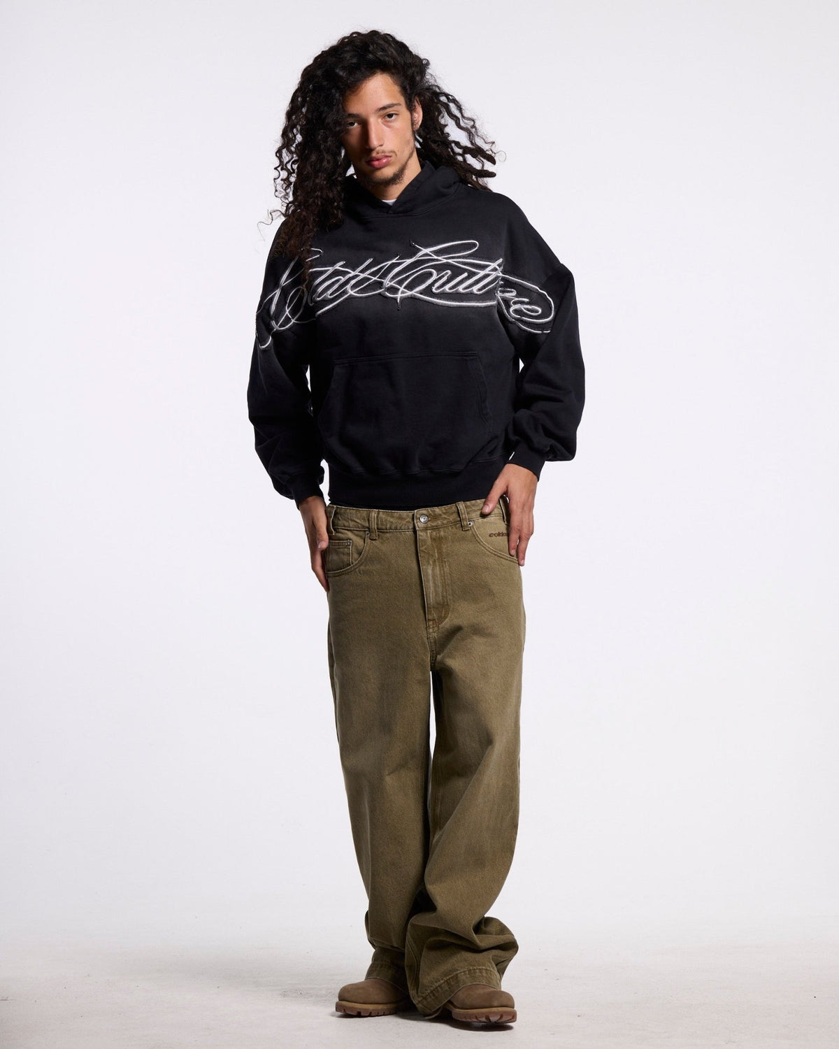 CROSSED DISTRESS HOODIE BLACK - Cold Culture