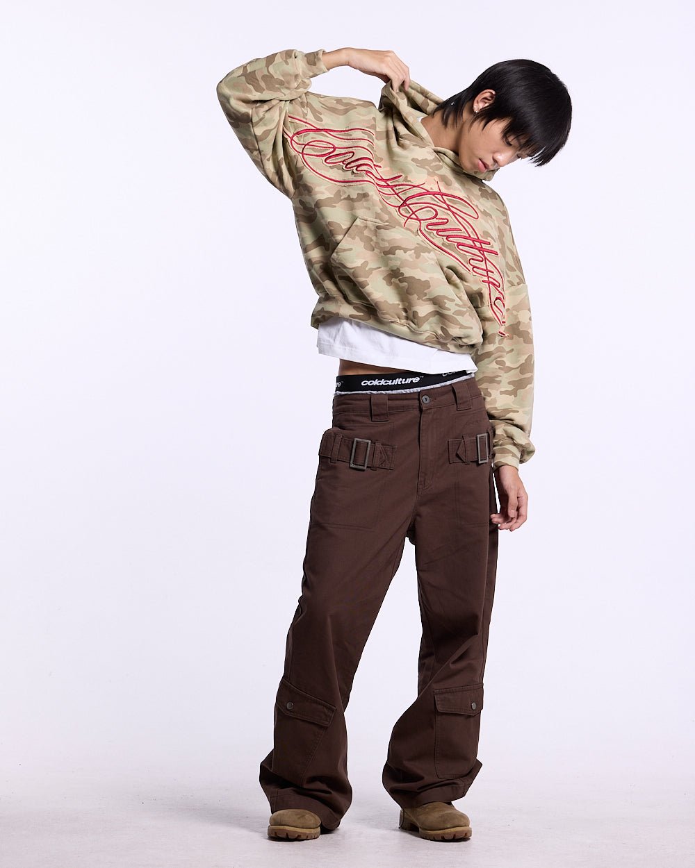 CROSSED DISTRESS HOODIE CAMO - Cold Culture