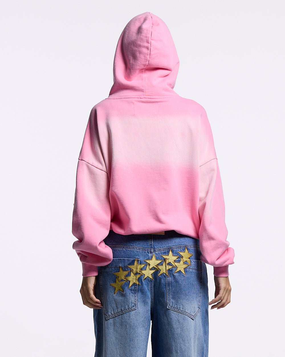 CROSSED DISTRESS HOODIE PINK - Cold Culture
