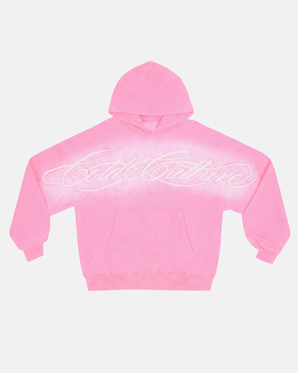 CROSSED DISTRESS HOODIE PINK - Cold Culture