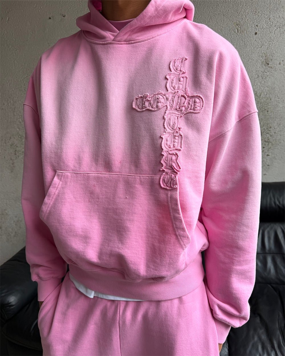 CROSSED HOODIE PINK - Cold Culture