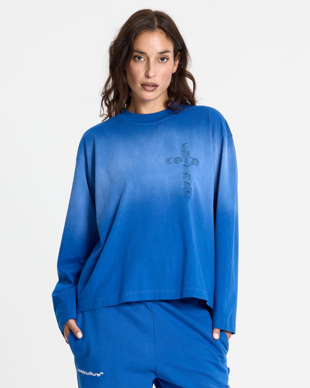 CROSSED LONGSLEEVE BLUE - Cold Culture