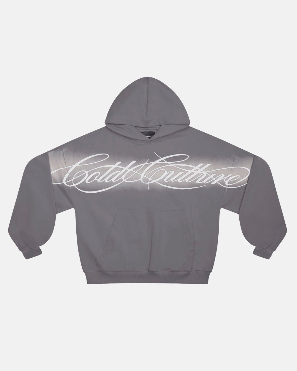CROSSED SCRIPT HOODIE GREY - Cold Culture