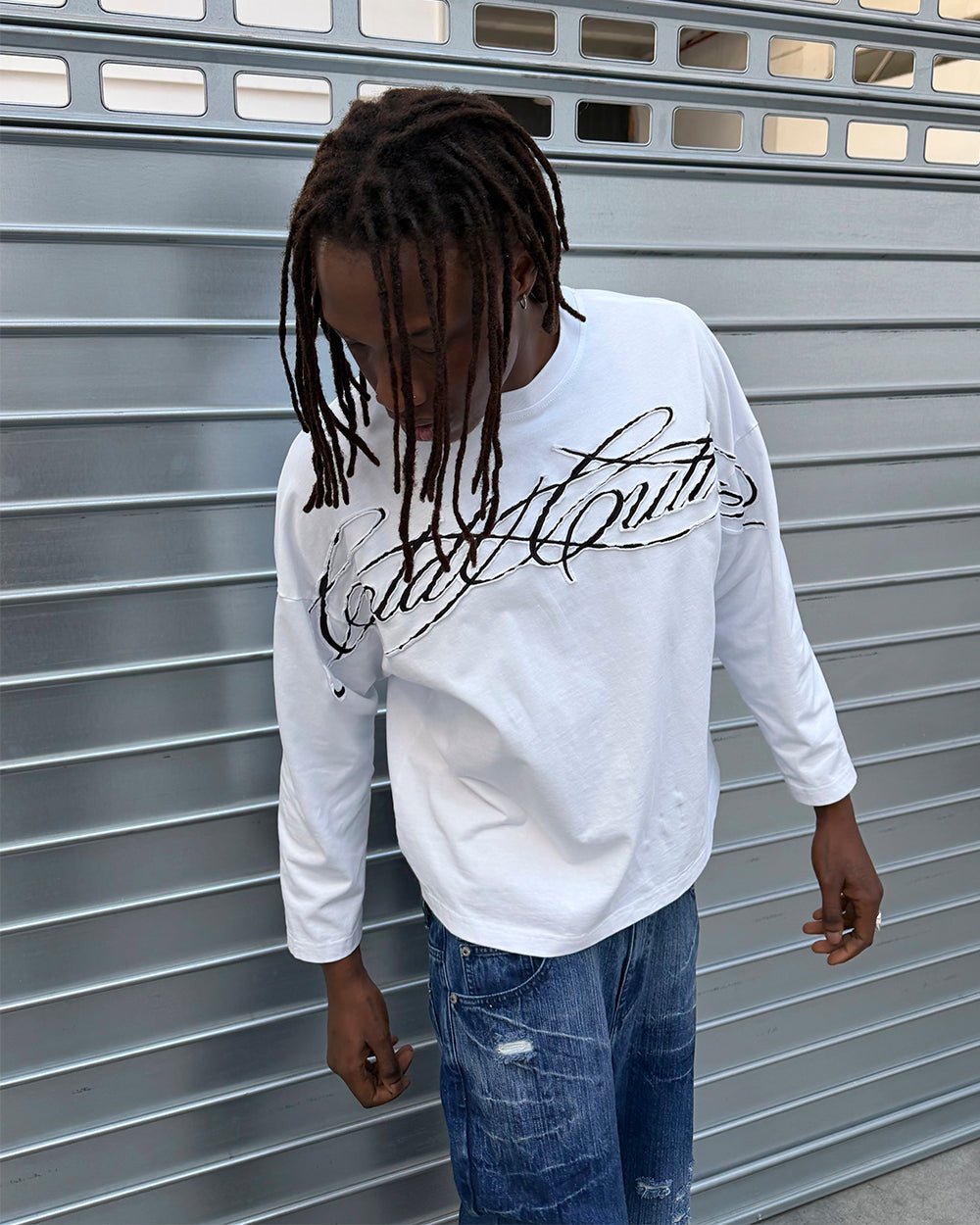 CROSSED SCRIPT LONGSLEEVE 2.0 WHITE - Cold Culture