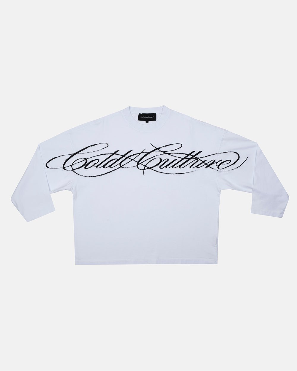 CROSSED SCRIPT LONGSLEEVE 2.0 WHITE - Cold Culture