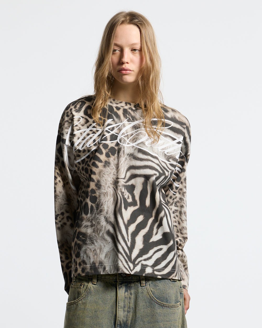 CROSSED SCRIPT LONGSLEEVE LEOPARD - Cold Culture #woman