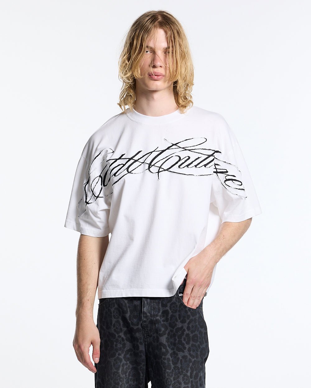 CROSSED SCRIPT TEE 2.0 WHITE - Cold Culture