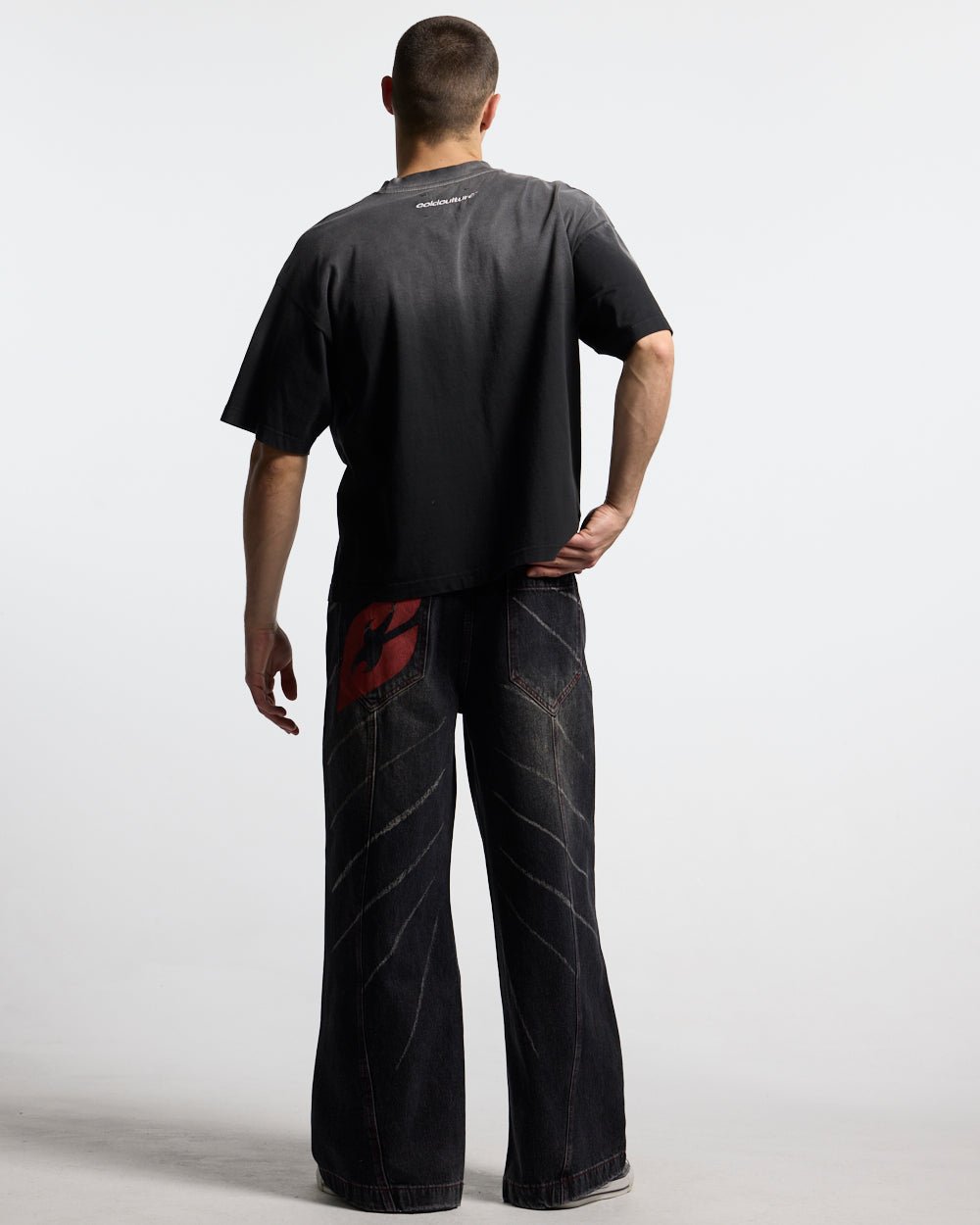 CROSSED SCRIPT TEE BLACK - Cold Culture