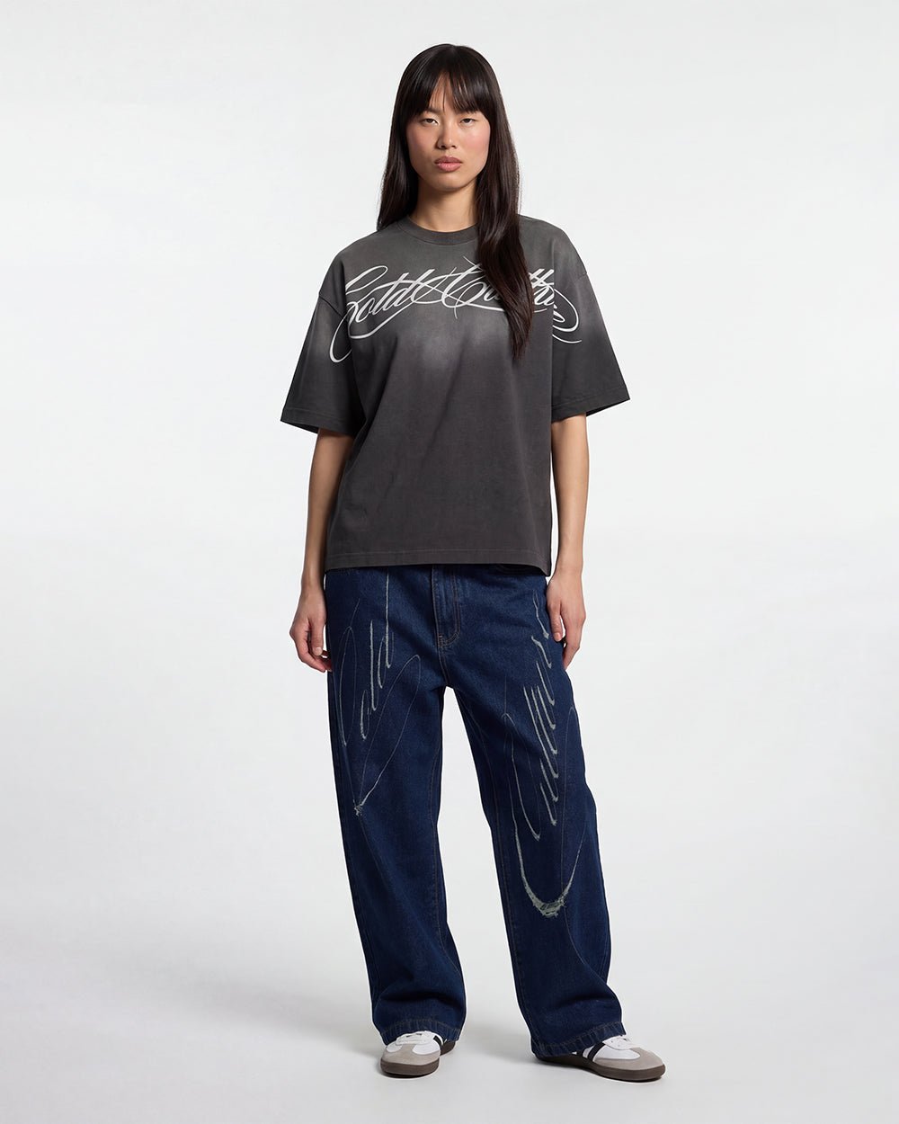 CROSSED SCRIPT TEE BLACK - Cold Culture
