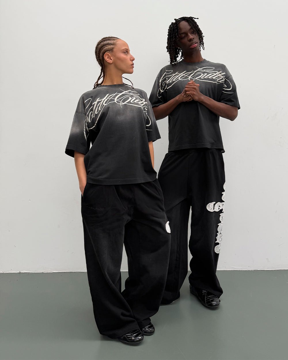 CROSSED SCRIPT TEE BLACK - Cold Culture