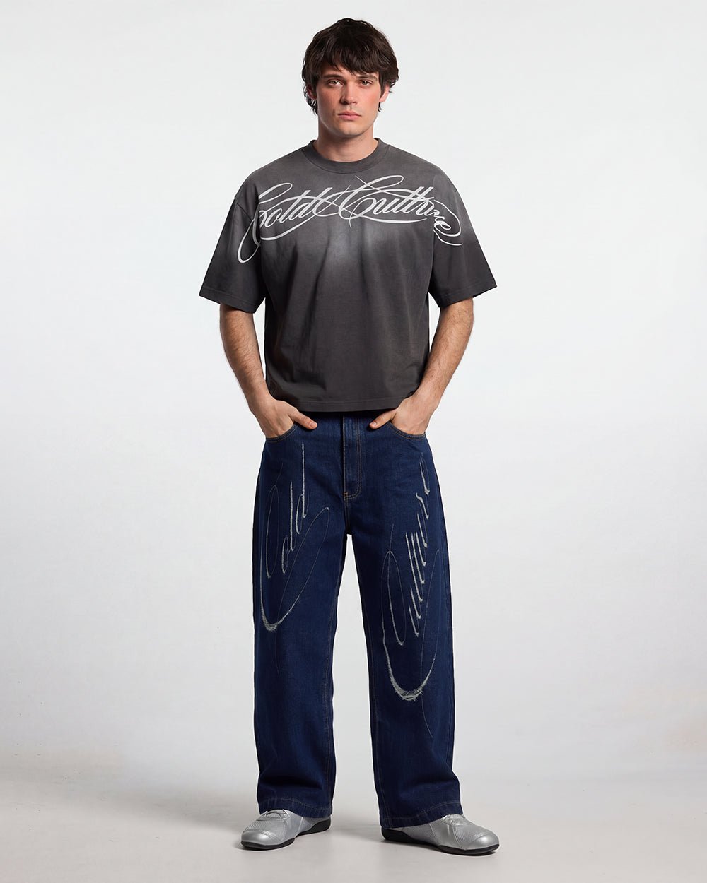 CROSSED SCRIPT TEE BLACK - Cold Culture