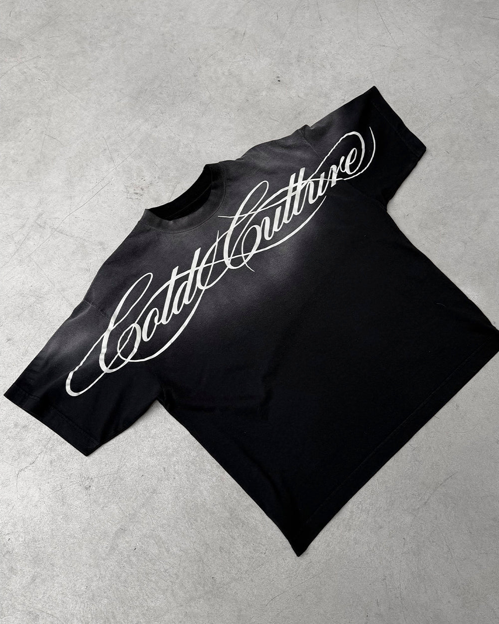 CROSSED SCRIPT TEE BLACK - Cold Culture