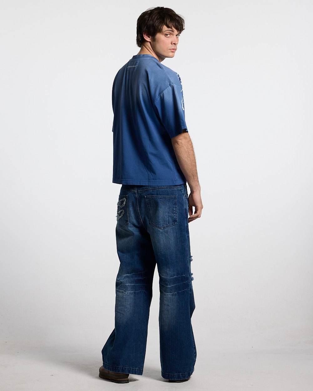 CROSSED SCRIPT TEE BLUE - Cold Culture