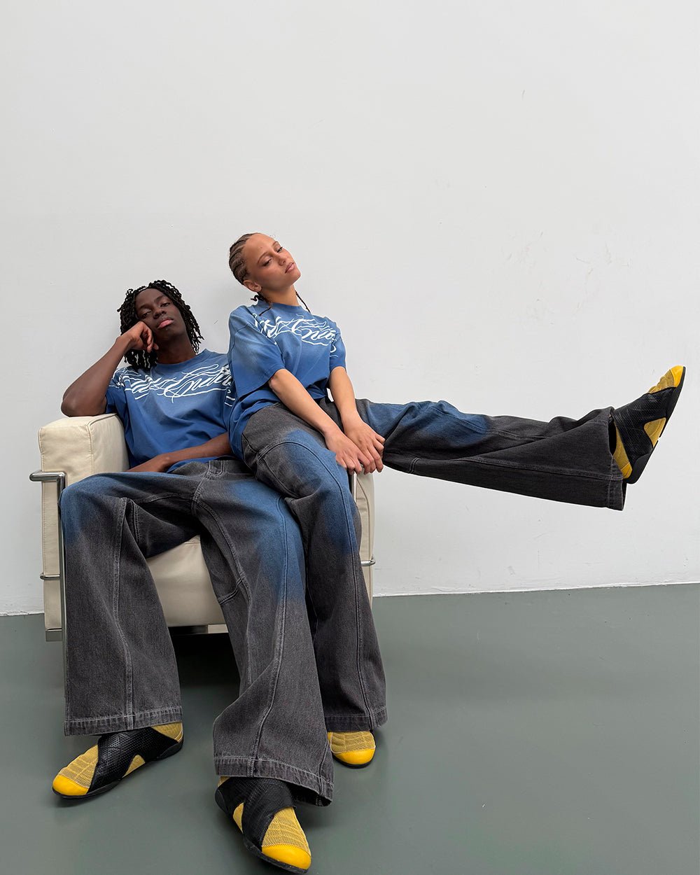 CROSSED SCRIPT TEE BLUE - Cold Culture