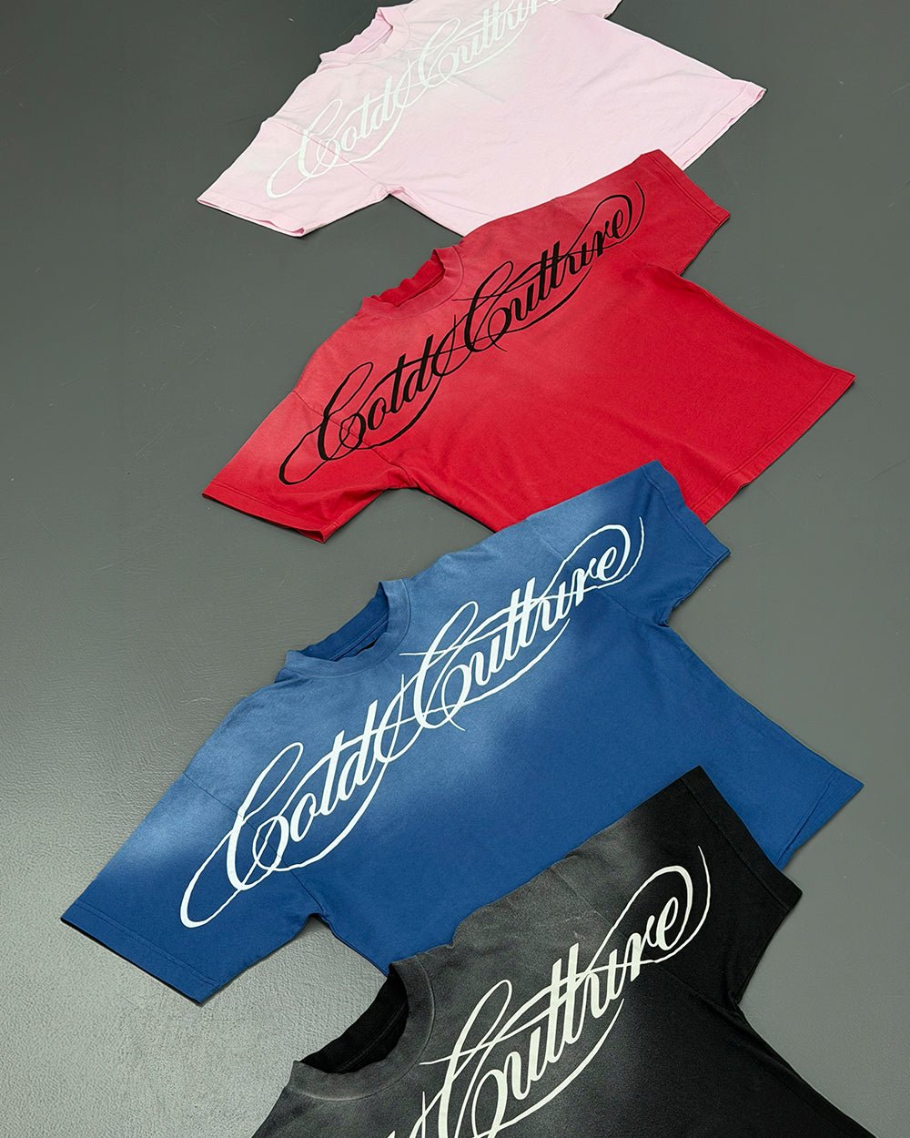 CROSSED SCRIPT TEE BLUE - Cold Culture