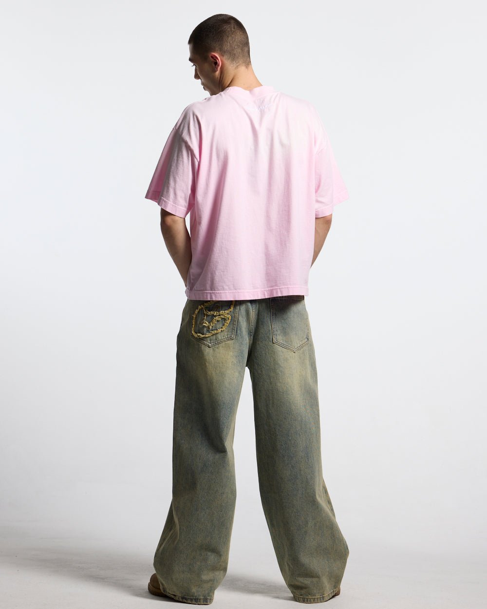 CROSSED SCRIPT TEE PINK - Cold Culture