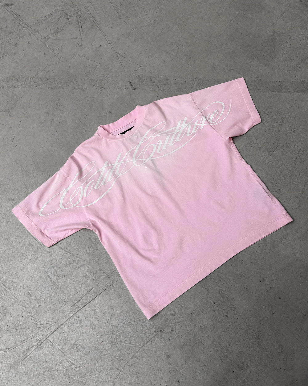 CROSSED SCRIPT TEE PINK - Cold Culture