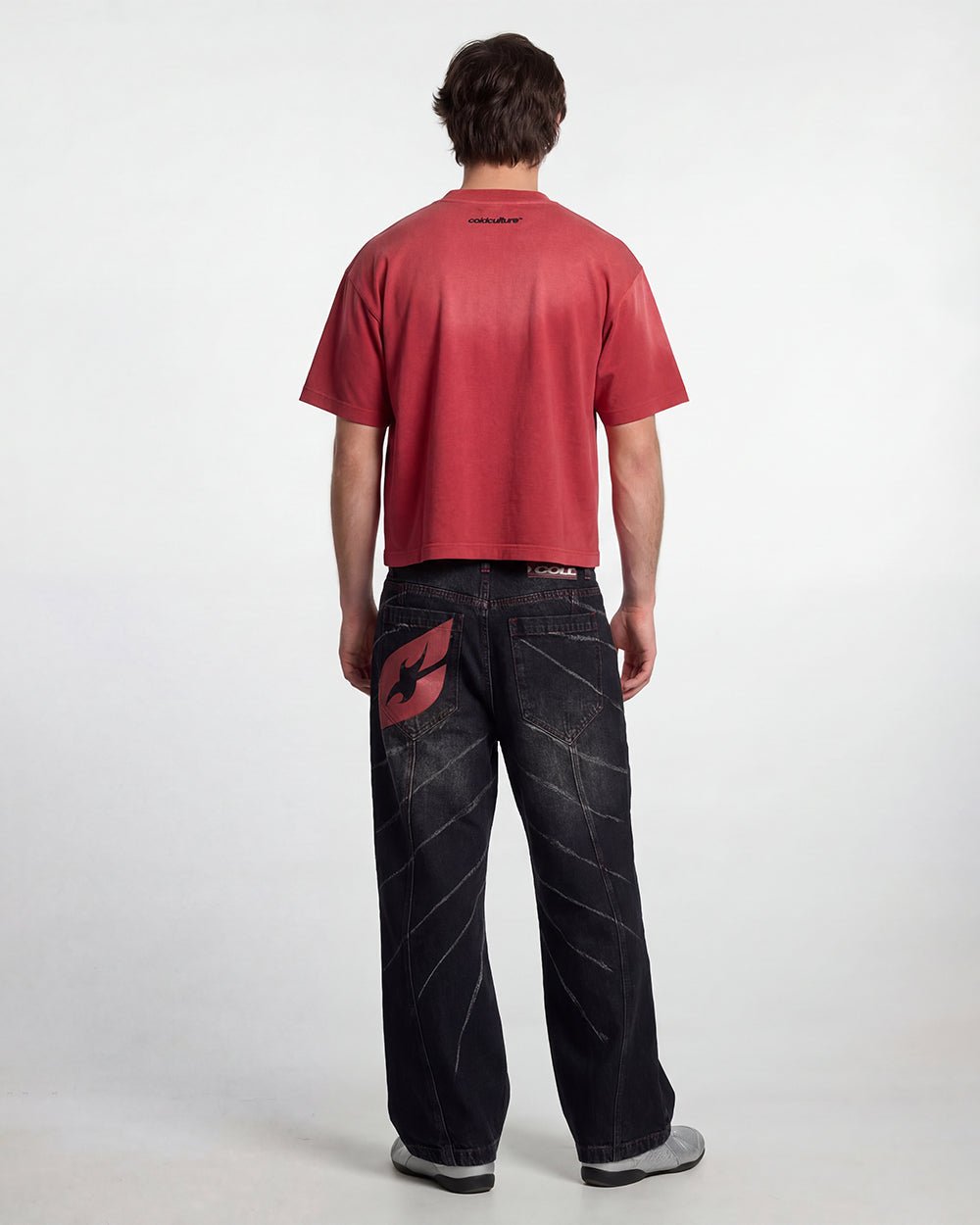 CROSSED SCRIPT TEE RED - Cold Culture