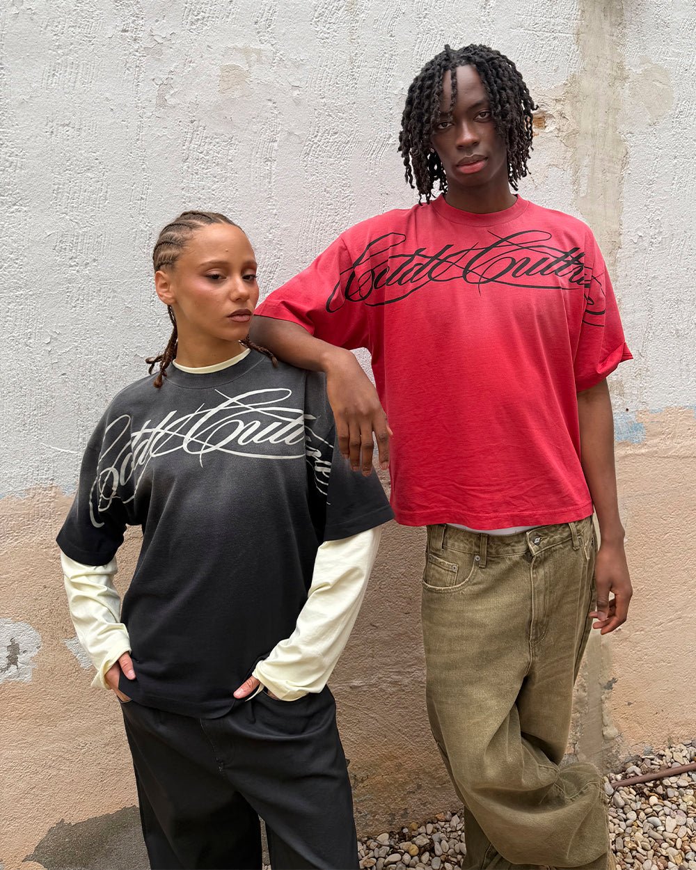 CROSSED SCRIPT TEE RED - Cold Culture
