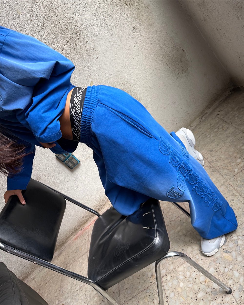 CROSSED SWEATPANTS BLUE - Cold Culture