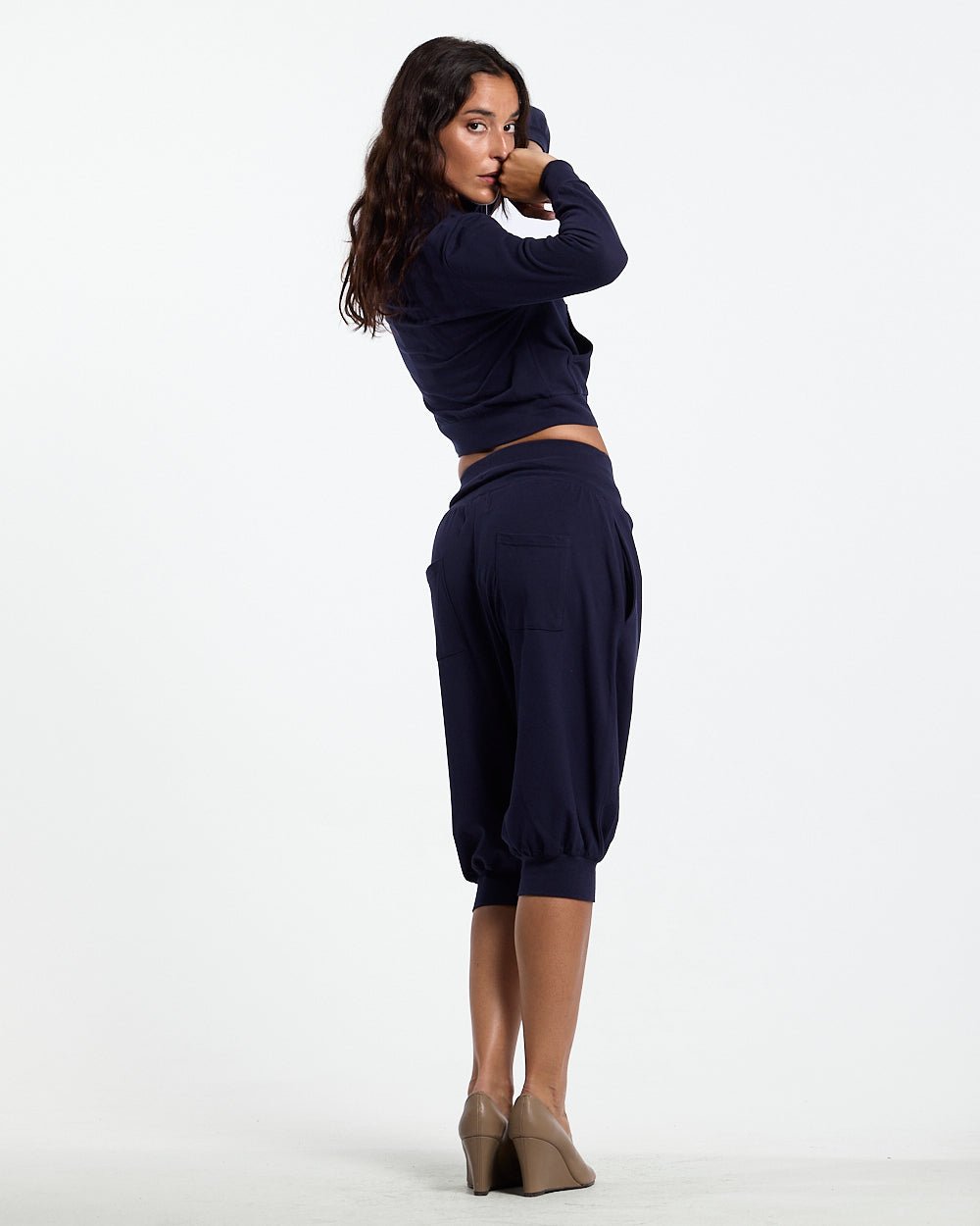 CROSSED ZIP HOODIE WOMAN NAVY - Cold Culture