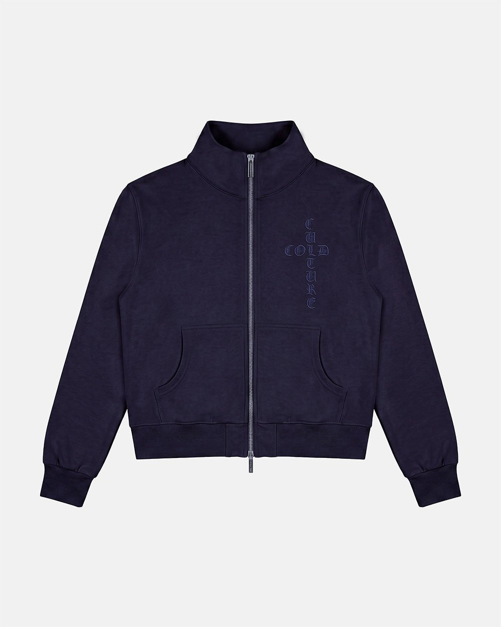 CROSSED ZIP HOODIE WOMAN NAVY - Cold Culture