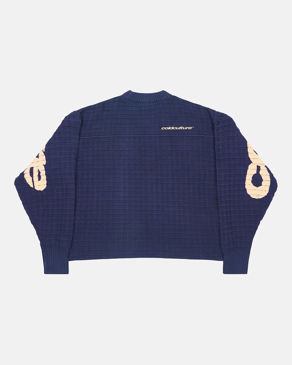 CRUNCHY WAFFLE KNIT NAVY AND YELLOW - Cold Culture